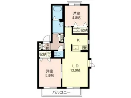 シャインハイツ小手指(2LDK/1階)の間取り写真