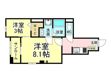 コンフォート・F(2K/1階)の間取り写真