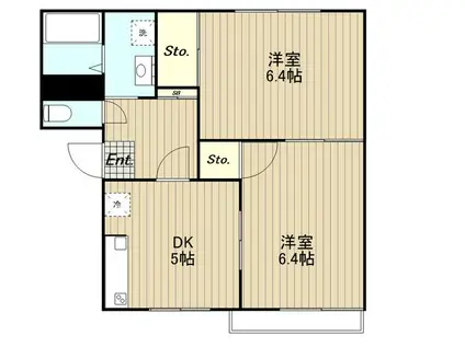 フレグランス平山(2DK/2階)の間取り写真