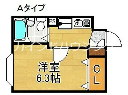 シャトー・ぺトリュス(1K/5階)の間取り写真