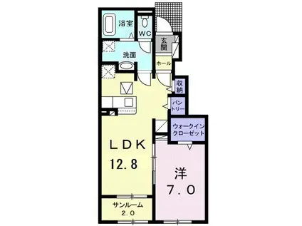 モスターサ B(1LDK/1階)の間取り写真