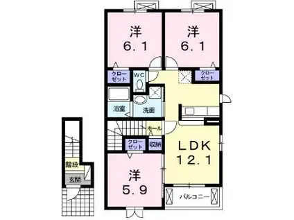 オランジュ・アムール(3LDK/2階)の間取り写真