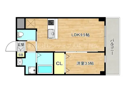 フォーゼ北巽レジデンス(1LDK/3階)の間取り写真