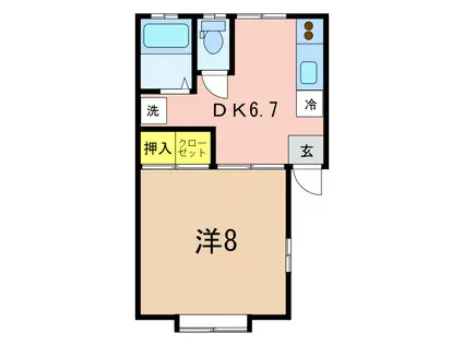 ハイツトラッドII(1DK/2階)の間取り写真