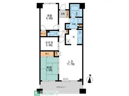 CASSIA横濱ガーデン山(2SLDK/4階)の間取り写真