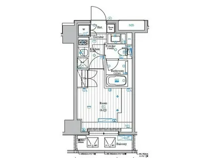 シーフォルム東麻布(1K/3階)の間取り写真