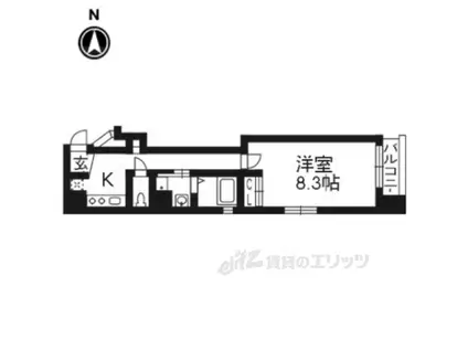 ベラジオ祇園鴨川406(1K/4階)の間取り写真