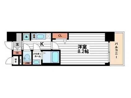 プレサンス心斎橋ソレイユ(1K/9階)の間取り写真