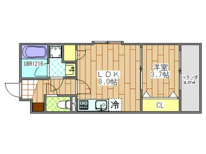 コアビタシオン(1LDK/4階)の間取り写真
