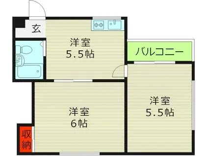 メイゾンサンライフ(2DK/2階)の間取り写真