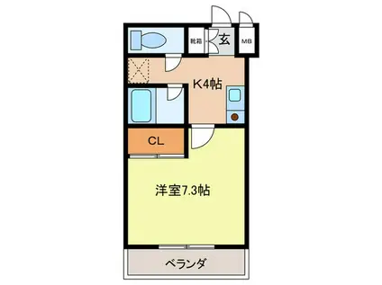 エストゥディオ平尾(1K/4階)の間取り写真