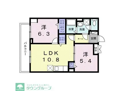 ルナ アウローラ(2LDK/3階)の間取り写真