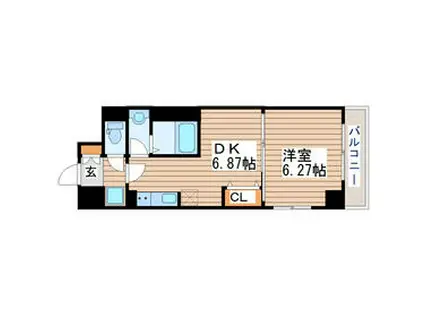 CITY連坊VII(1DK/1階)の間取り写真