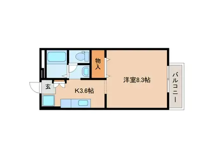 サンガーデンさつきF(1K/1階)の間取り写真