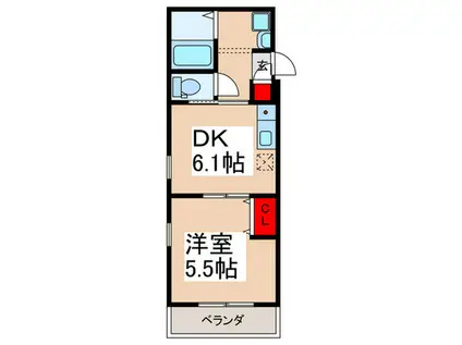 シモンズ(1DK/1階)の間取り写真