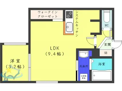 AQUA BLUE(1LDK/2階)の間取り写真