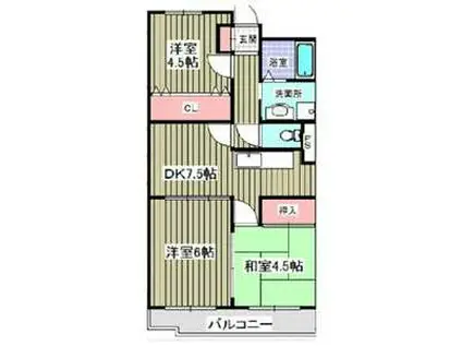 センターヒル橘(3DK/5階)の間取り写真