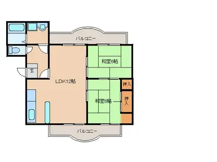 ヴェラハイツ山本(2LDK/3階)の間取り写真