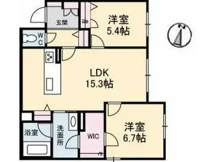 サントル府中(2LDK/1階)の間取り写真