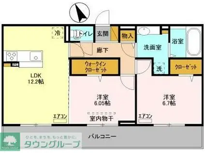 コーポスカイH(2LDK/1階)の間取り写真