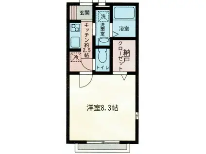 トレスプエンテⅥ(1K/2階)の間取り写真