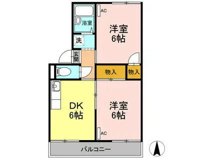 セジュール住吉A(2DK/2階)の間取り写真