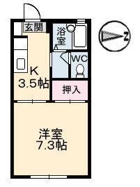 セフィラSSK A棟(1K/1階)の間取り写真