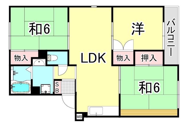 ルネシルク(3LDK/3階)の間取り写真
