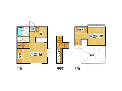 春日テラスハウス(2K/2階)の間取り写真