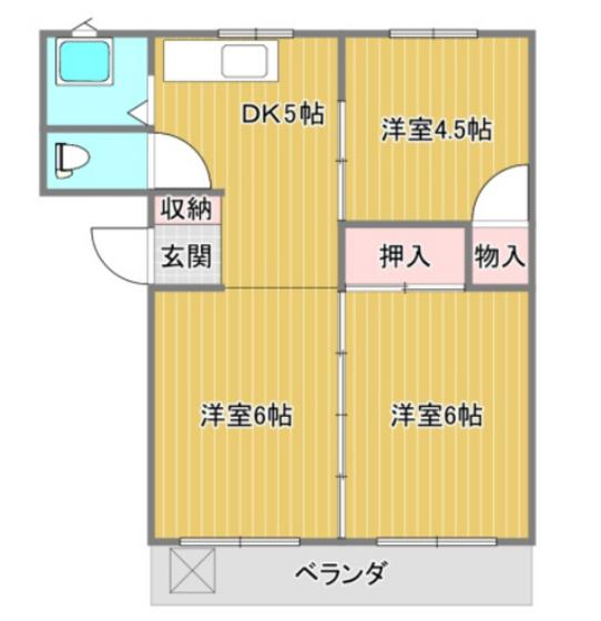 上野ビル(3DK/1階)の間取り写真