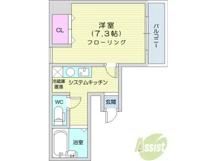 サンビューティ春日町(1K/4階)の間取り写真