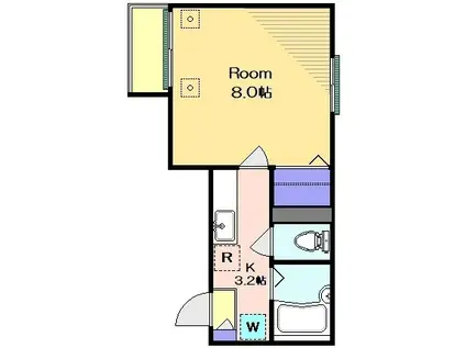 ロイヤルコート(1K/2階)の間取り写真