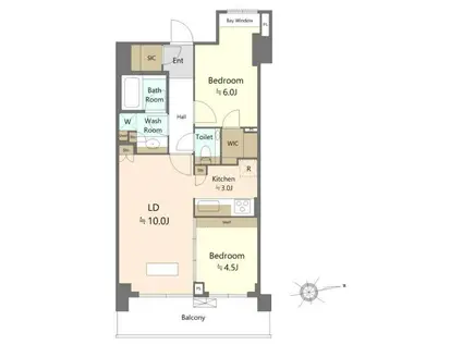 勝どきビュータワー(2LDK/42階)の間取り写真