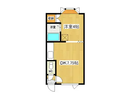 夕陽ヶ丘ハイツ2(1DK/1階)の間取り写真