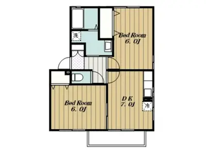 メゾンボナール(2DK/1階)の間取り写真