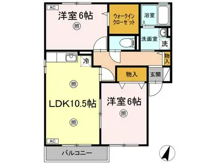 ピュアC棟(2LDK/2階)の間取り写真