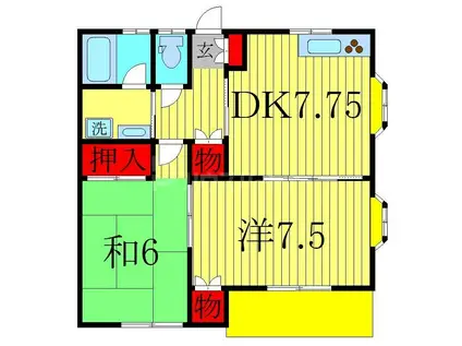 エミネンスII(2DK/1階)の間取り写真
