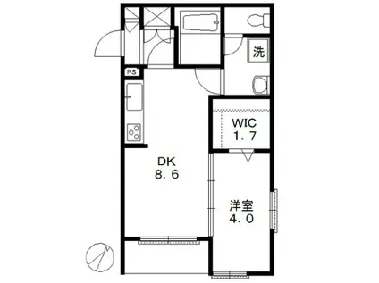 AF クレール中町(1LDK/2階)の間取り写真