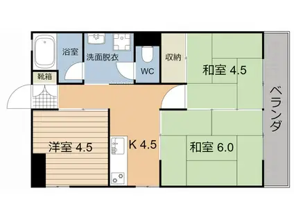 メゾン甲南(3K/4階)の間取り写真