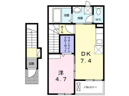 マルベリー(1DK/2階)の間取り写真