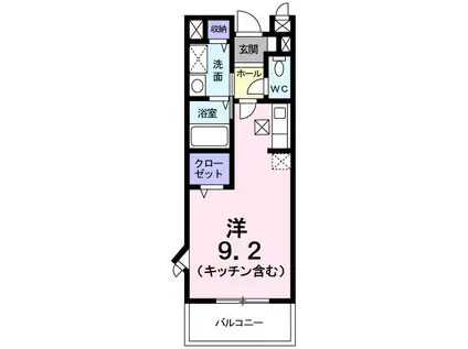 プリマヴェーラB(ワンルーム/1階)の間取り写真