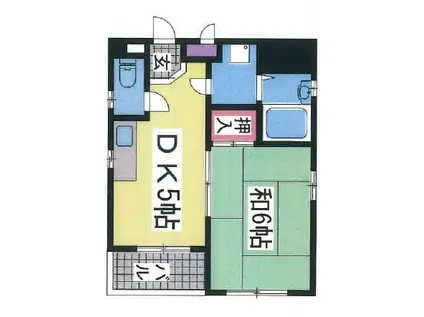 KMコート(1DK/2階)の間取り写真