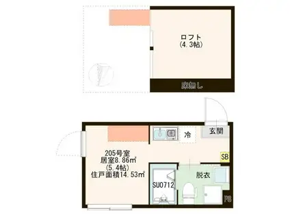 エマージ・アベニュー AOTO(ワンルーム/2階)の間取り写真