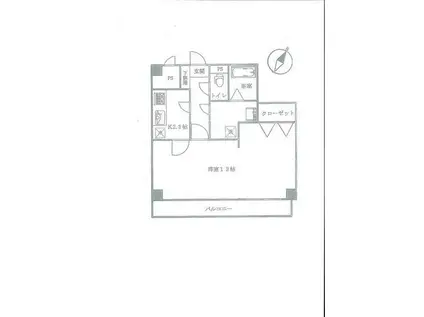 寿屋ビル(1K/2階)の間取り写真