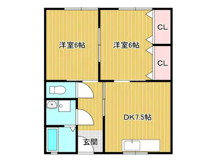 グリーンフル谷本(2DK/2階)の間取り写真