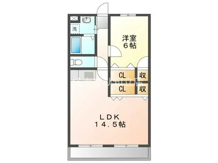 ロイヤルマンションスカイフィールド(1LDK/2階)の間取り写真