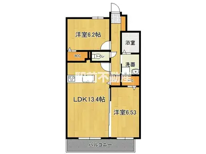 MODERN ASPIRATION西新ク(2LDK/2階)の間取り写真