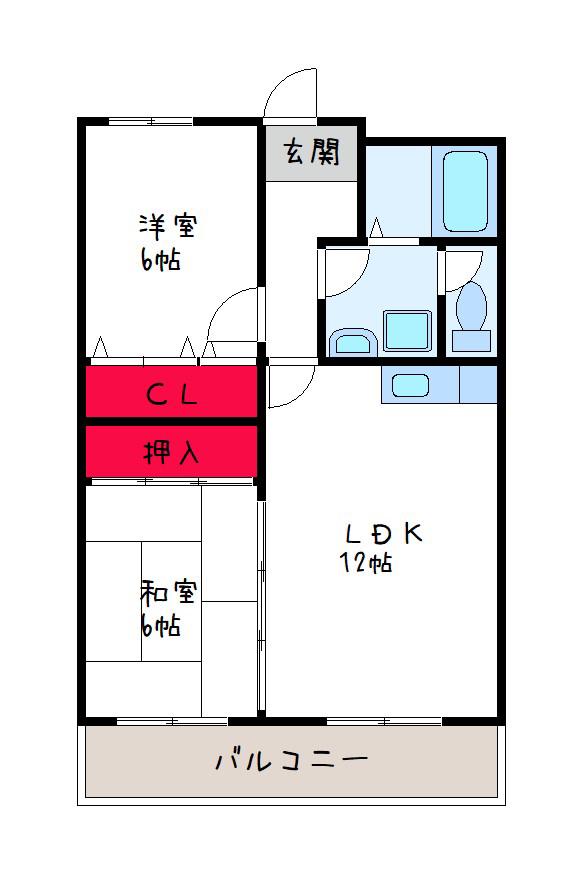 ボナールシャトー(2LDK/6階)の間取り写真