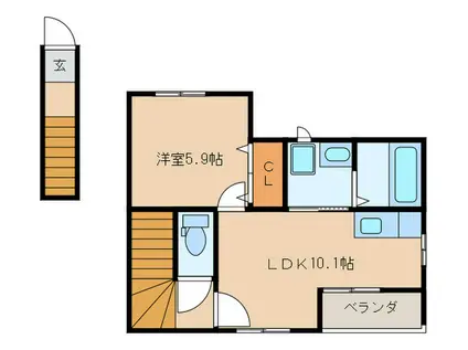 プレサンスカメリア(1LDK/2階)の間取り写真