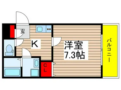 ジーメゾン八千代(1K/1階)の間取り写真